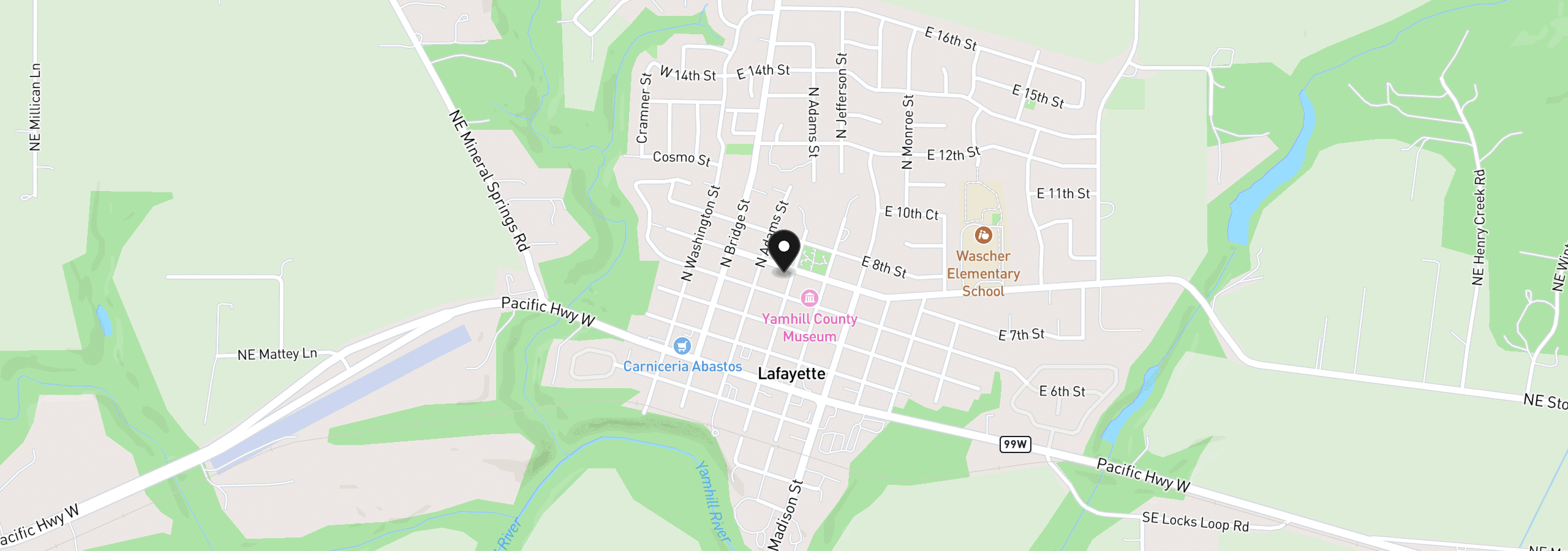 Map showing the location of 687 Jefferson St, Lafayette, OR 97127