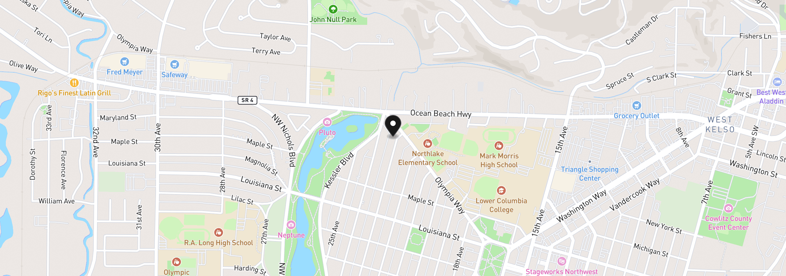 Map showing the location of 1745 23rd Ave, Longview, Wa 98632