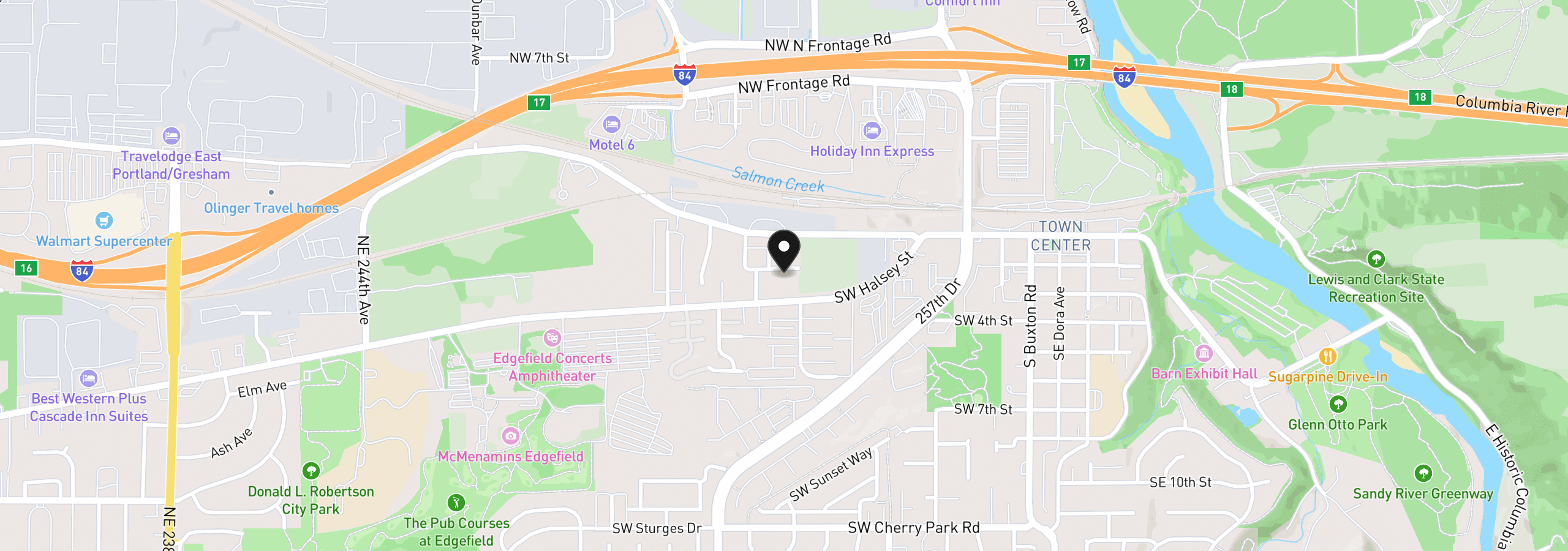 Map showing the location of 988 SW 2nd Way, Troutdale, OR 97060