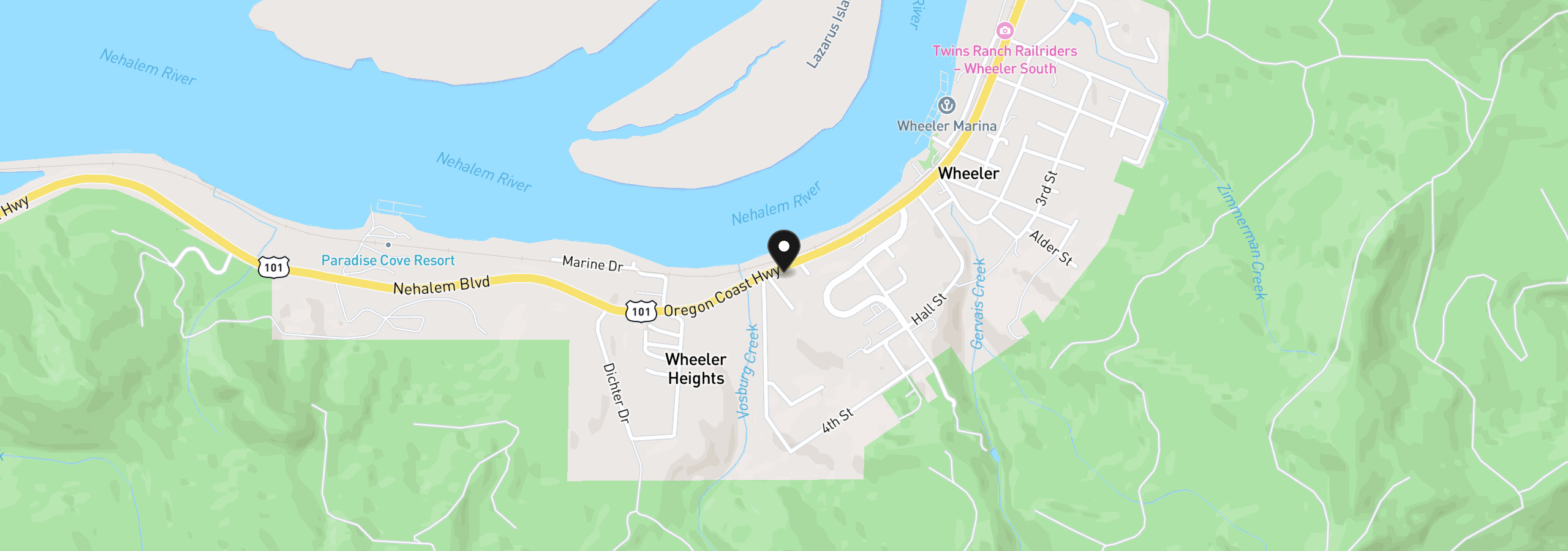 Map showing the location of 61 Gamble St, Wheeler, OR 97147