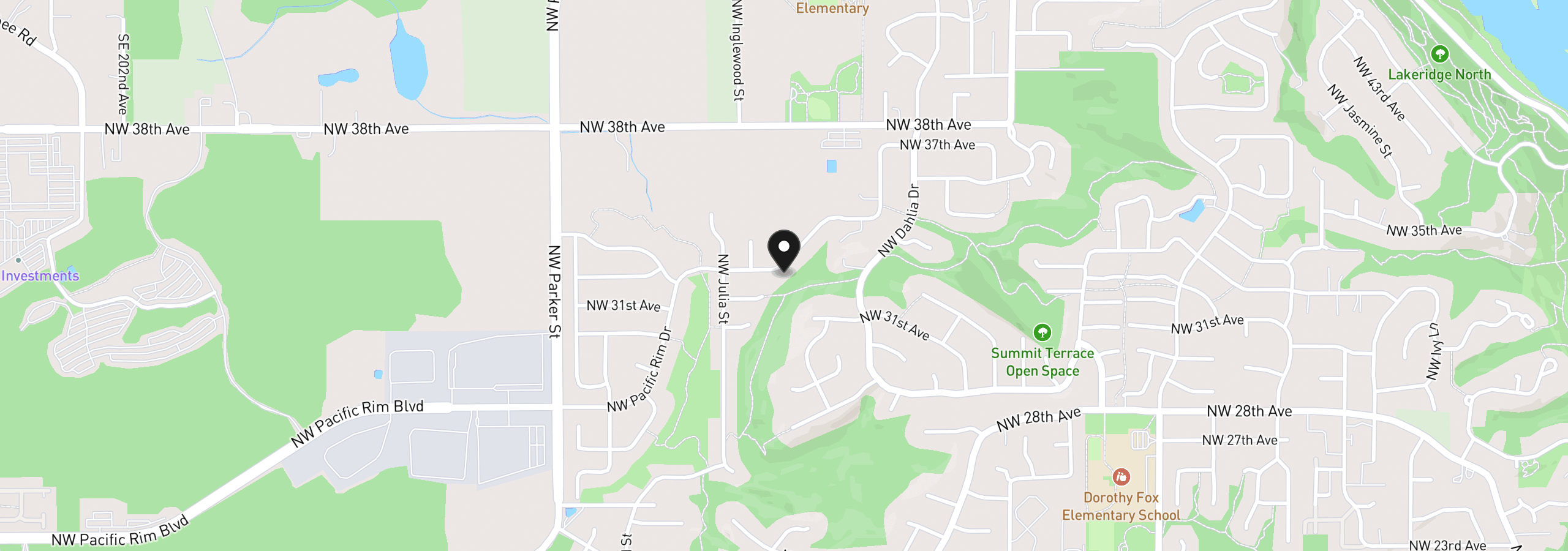 Map showing the location of 3238 NW Pacific Rim Dr, Camas, Wa 98607