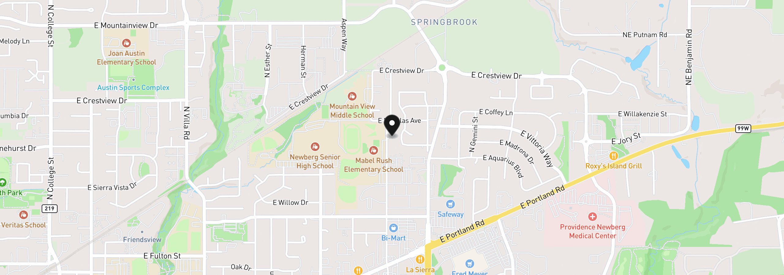 Map showing the location of 1602 N Deborah Rd C, Newberg, OR 97132