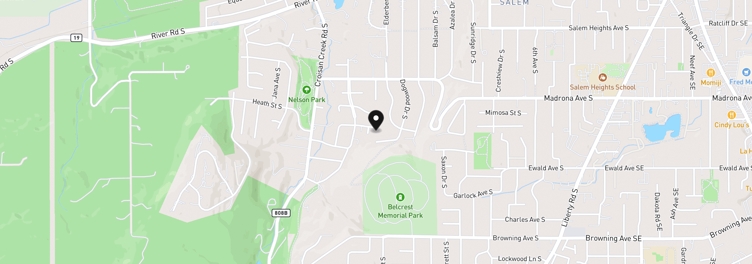 Map showing the location of 3522 Balm St S, Salem, OR 97302