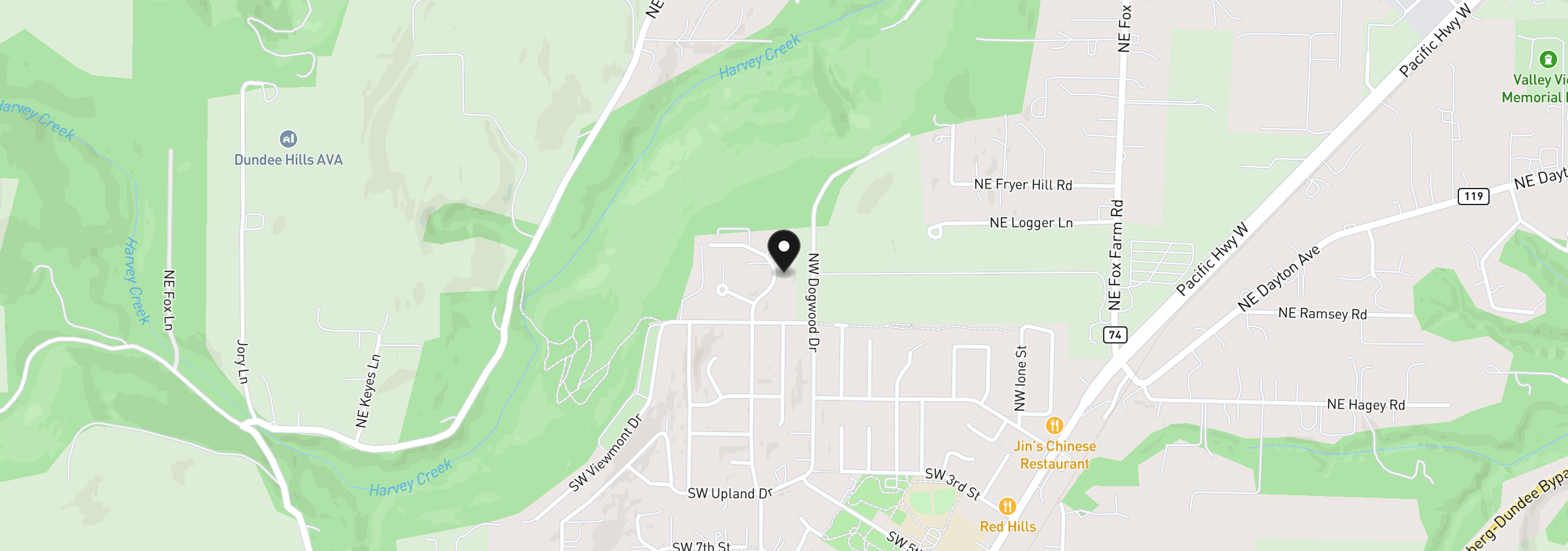 Map showing the location of 351 NW Alder St, Dundee, OR 97115