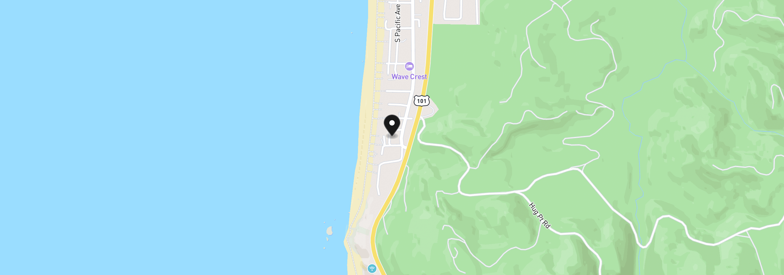 Map showing the location of 4447 S Pacific, Cannon Beach, OR 97110
